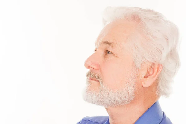 Hombre Mayor Guapo Con Barba Gris Aislado Sobre Fondo Blanco —  Fotos de Stock