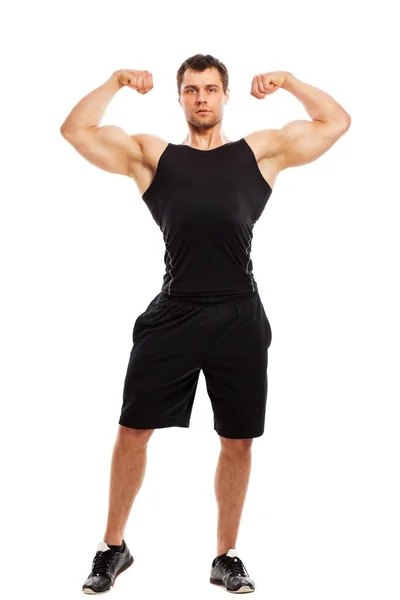 Bodybuilder Fitwear Poseren Geïsoleerd Witte Achtergrond — Stockfoto