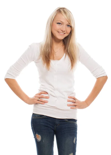 Young Attractive Woman Posing Isolated White Background Stock Image