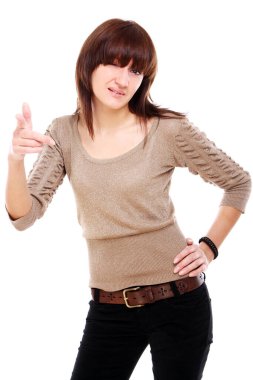 genç ve güzel bir kadın beyaz zemin üzerine