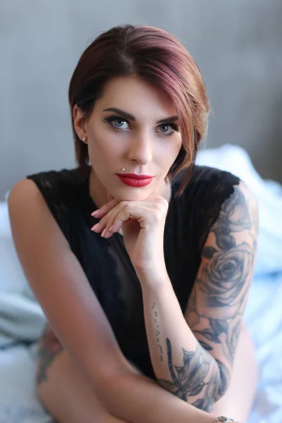 Beauty Beautiful Girl Tattoo — Stockfoto