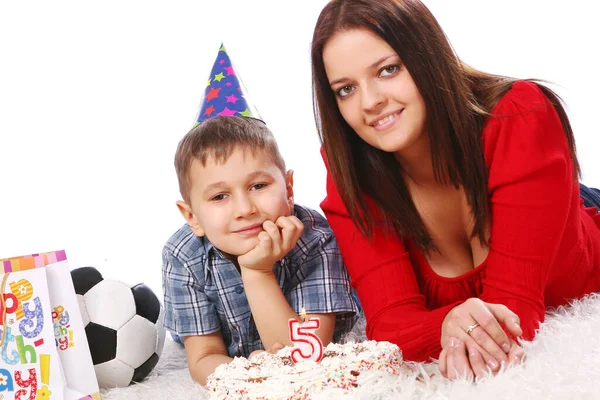 Gelukkig Jonge Moeder Met Haar Zoontje — Stockfoto