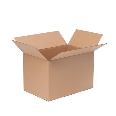 beyaz arkaplanda karton kutu