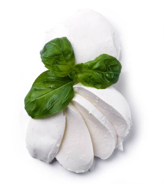 Beyaz arkaplanda Mozzarella