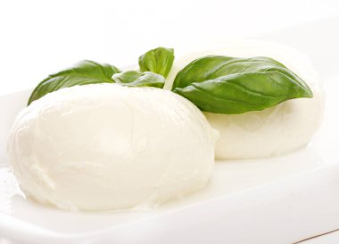 Beyaz fesleğenli Mozzarella peyniri.