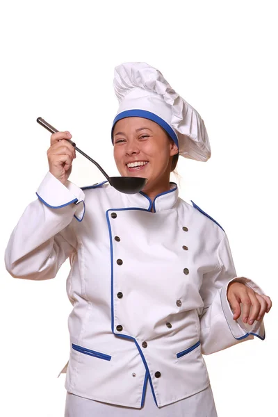 Mulher Bonita Imagens Chef — Fotografia de Stock