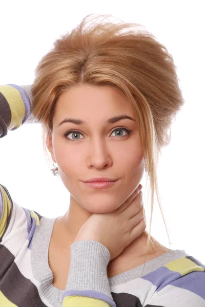 Studio Portrait Belle Femme Blonde — Photo