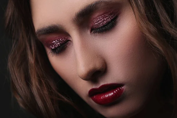 Beauty Woman Red Lipstick — Stock Photo, Image