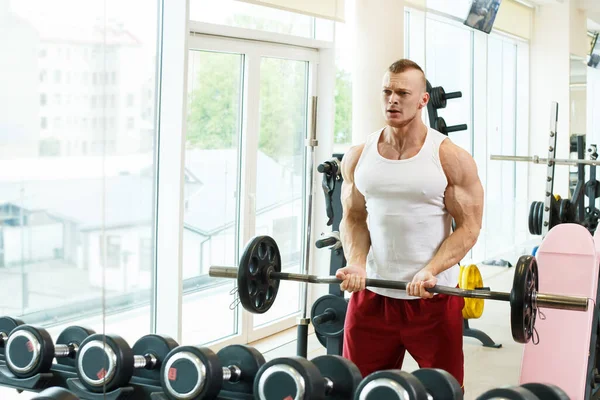 Fitness Bodybuilding Uomo Potente Durante Allenamento — Foto Stock