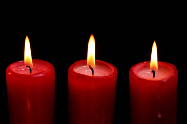 Candele Rosse Sfondo Nero — Foto Stock