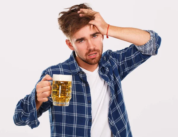 Álcool Problemas Jovem Alcoólico Com Cerveja — Fotografia de Stock