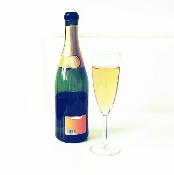 Coupe Champagne Sur Table — Photo