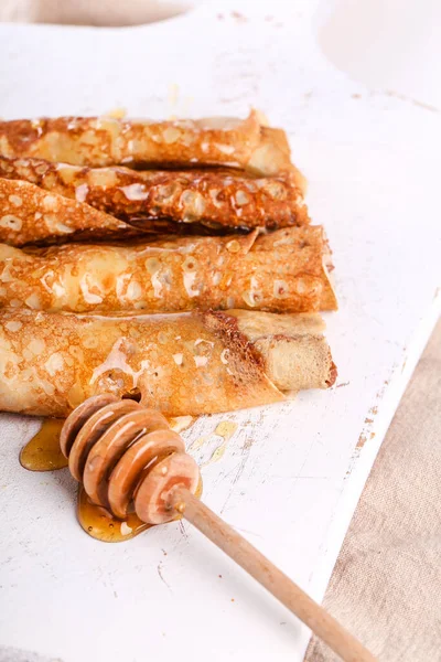 Hecho Casa Deliciosos Panqueques Sobre Mesa — Foto de Stock