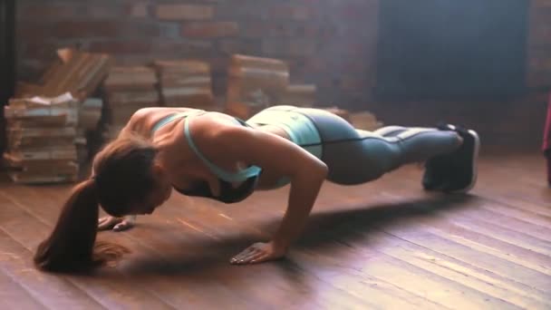 Sport Lifestyle Woman Having Fitness Session Home — Stock Video