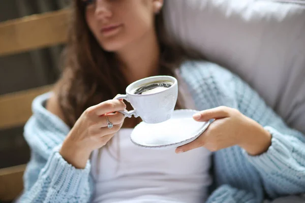 Bom Dia Menina Bonito Casa — Fotografia de Stock