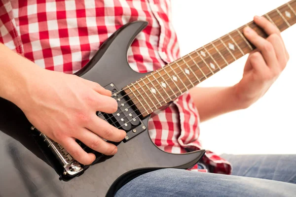 Muziek Close Muzikant Met Electro Gitaar — Stockfoto