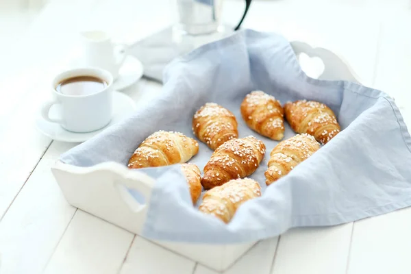 Food Snacks Delicious Fresh Croissants — Stock Photo, Image