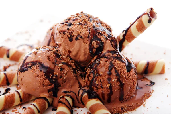 Gelato Cioccolato Dessert Sfondo Bianco — Foto Stock