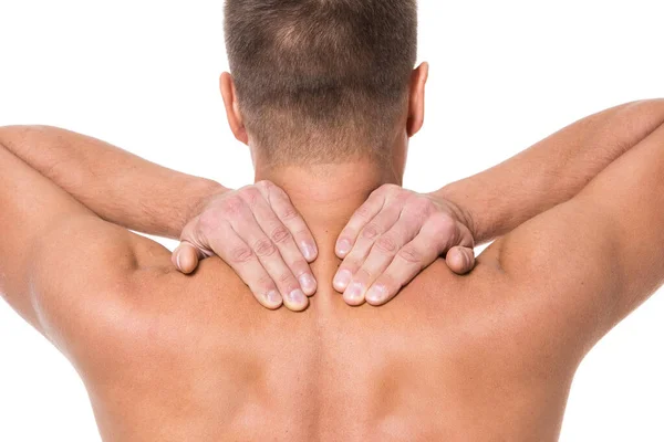 Guy Has Pain Neck — Stock Photo, Image