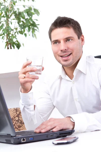 Jeune Homme Affaires Dans Son Bureau — Photo