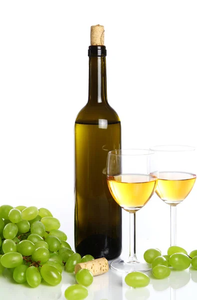 Wine Composition Table Isolated White — Stock Photo, Image