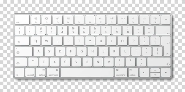 Teclado Computador Alumínio Moderno Fundo Transparente Ilustração Vetorial Eps10 —  Vetores de Stock