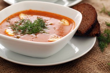 Lezzetli çorbanın yakın plan görüntüsü