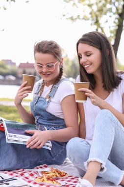 Nature's Beauty: Women Having a Relaxing Picnic in the Park