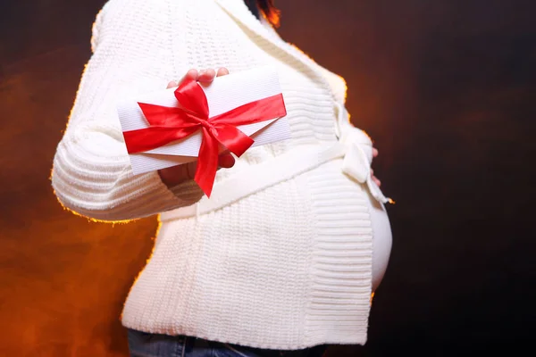 Jong Mooi Zwanger Vrouw Zwart Achtergrond Met Rook — Stockfoto