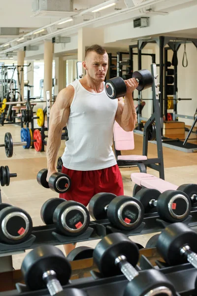 Fitness Musculación Hombre Poderoso Durante Entrenamiento — Foto de Stock