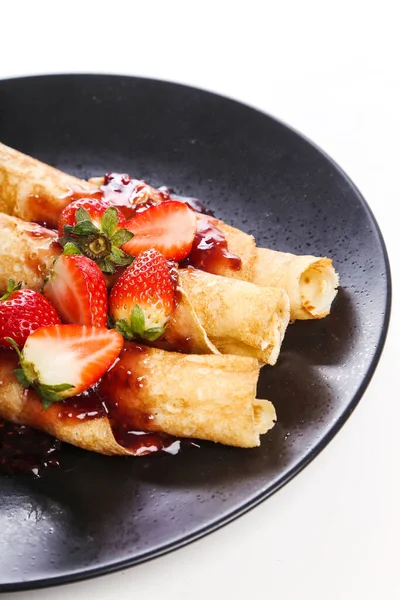 Zelfgemaakt Heerlijke Pannenkoeken Tafel — Stockfoto