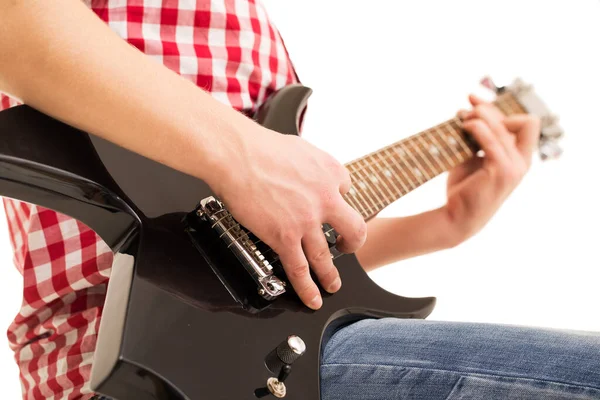 Muziek Close Muzikant Met Electro Gitaar — Stockfoto