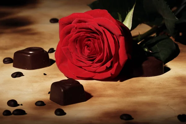Primo Piano Caramelle Rosa Rossa Cioccolato — Foto Stock