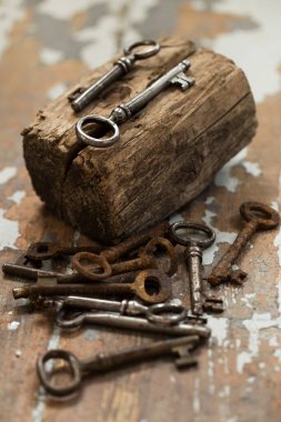 Eski model. Masanın üzerinde eski, kırsal tuşlar