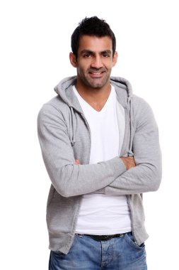 Mutlu genç ve gülümseyen adam