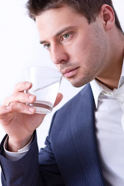 Handsome Businessman Glass Water — Stock Photo, Image