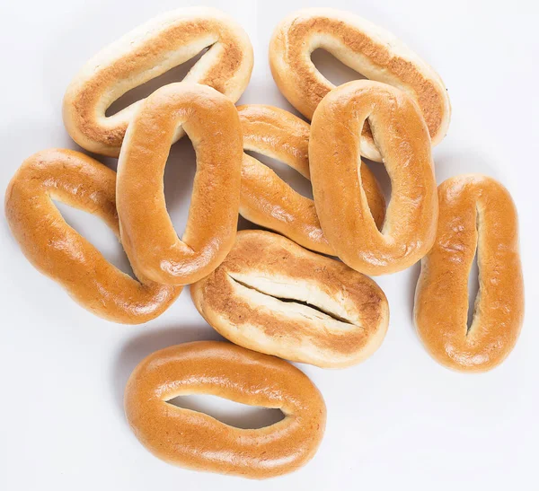 Pékség Finom Bagel Fehér Háttérrel — Stock Fotó