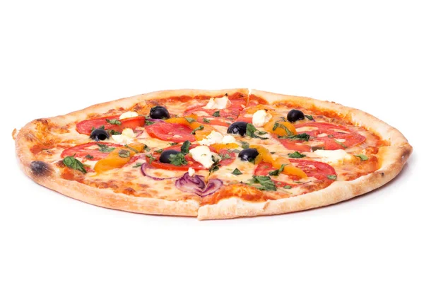 Pizza Sfondo Bianco — Foto Stock