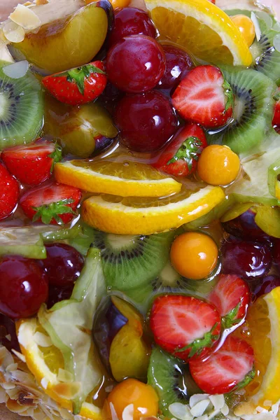 Postre Pastel Frutas Vista Cerca — Foto de Stock