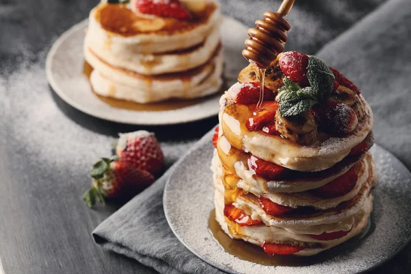 Comida Panquecas Deliciosas Prato — Fotografia de Stock