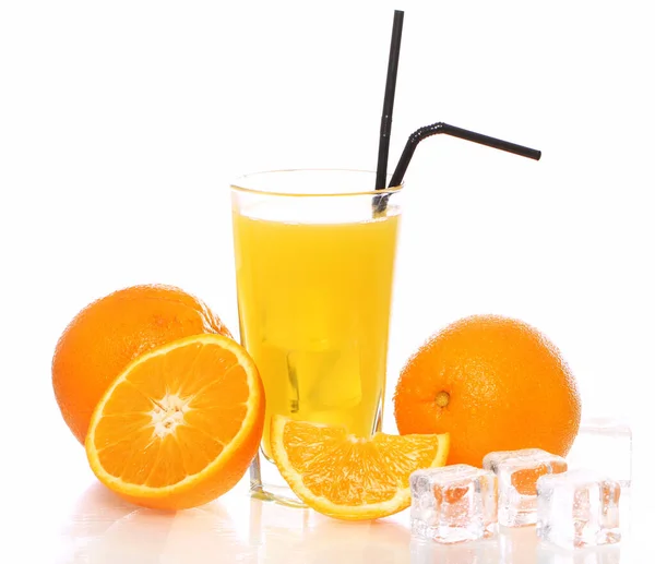 Fresh Cold Orange Juice White Background — Stock Photo, Image