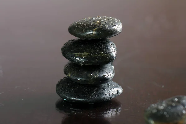 Massagem Pedras Com Gotas Água — Fotografia de Stock