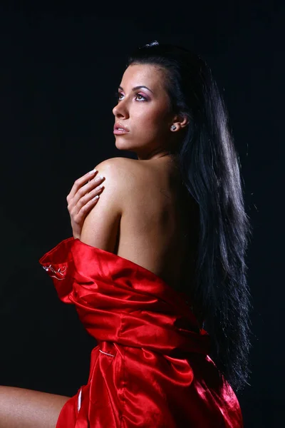 Gyönyörű Szexi Lány Piros Fehérnemű — Stock Fotó