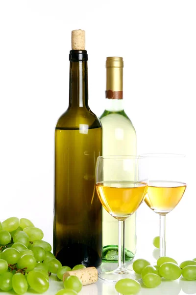 Wine Composition Table Isolated White — Stock Photo, Image