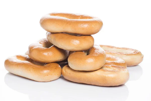 Bakkerij Heerlijke Bagels Witte Achtergrond — Stockfoto