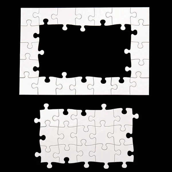 Puzzle Blanc Sur Fond Noir — Photo
