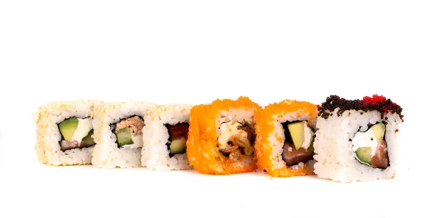 Jídlo Lahodné Sushi Stole — Stock fotografie