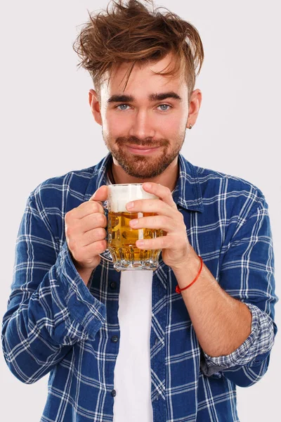 Álcool Problemas Jovem Alcoólico Com Cerveja — Fotografia de Stock