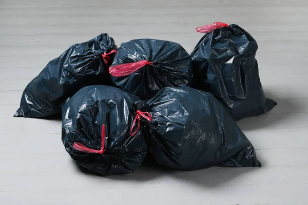 Poluição Sacos Lixo Chão — Fotografia de Stock