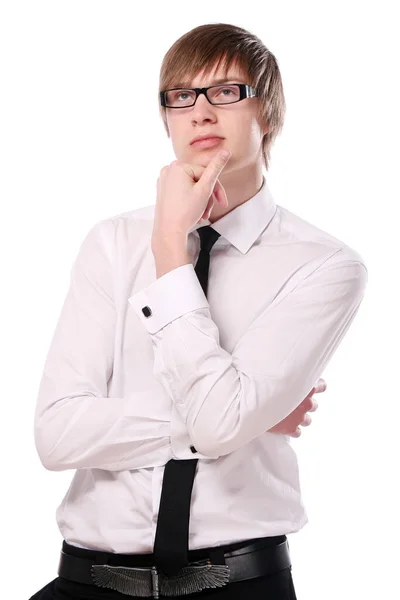 Portret Młodego Stylowego Biznesmena Białej Koszuli — Zdjęcie stockowe